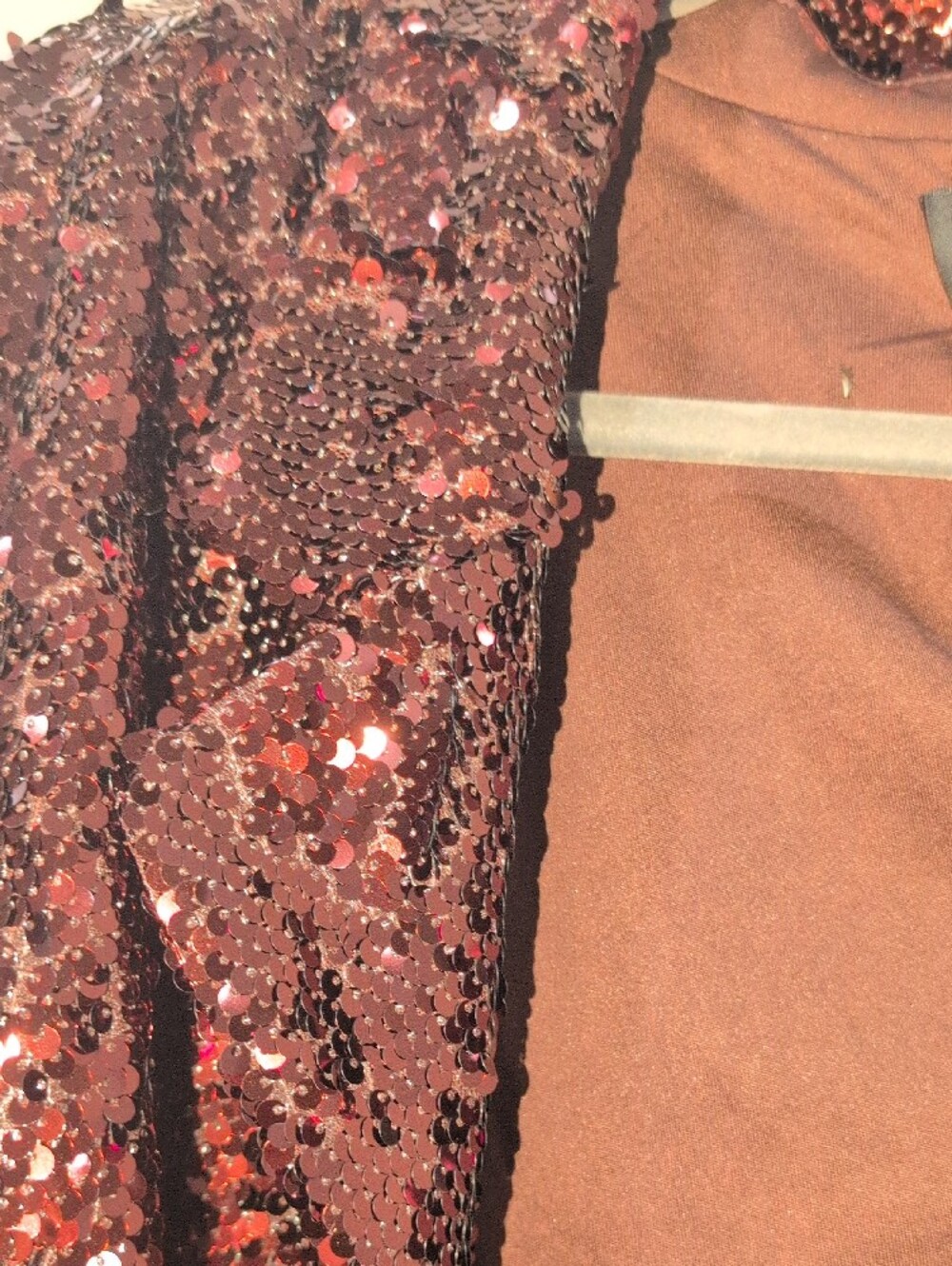 Bronze Sequin Feather-Cuff Blazer - Picture 15 of 15
